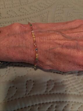 Pretty Bird Multicolor CZ Station Bracelet - Pink Green Yellow Blue